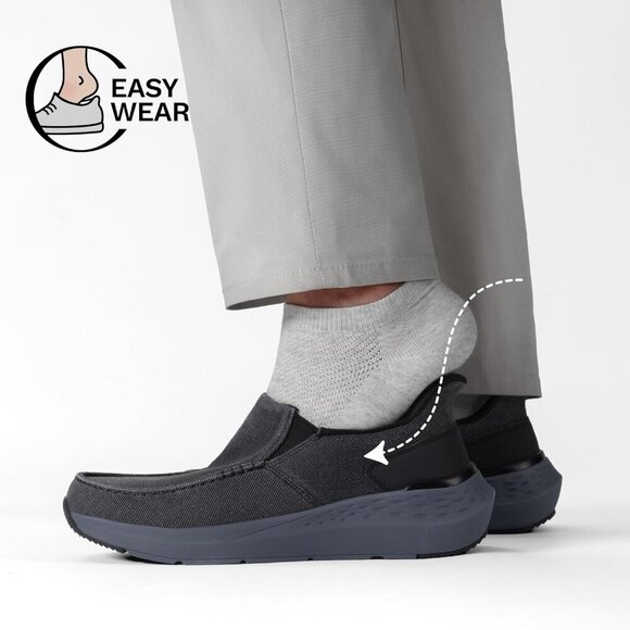 〽️Men\'s Closed Toe Pull-On Loafers Black Sneakers Canvas Walking Comfort Shoes main image 7